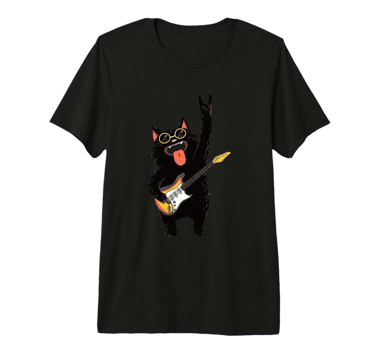 Cat Playing Guitar Funny Music Lovers T-Shirt - Novelty Apparel for Adults - T-Shirt, Sweatshirt, Hoodie