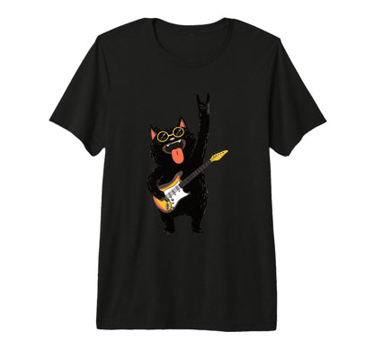 Cat Playing Guitar Funny Music Lovers T-Shirt - Novelty Apparel for Adults - T-Shirt, Sweatshirt, Hoodie