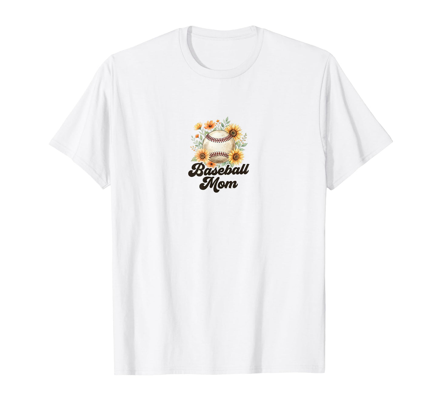 Baseball Mom Floral Sunflower Gift T-Shirt - Fun Novelty Design Unisex - T-Shirt, Sweatshirt, Hoodie