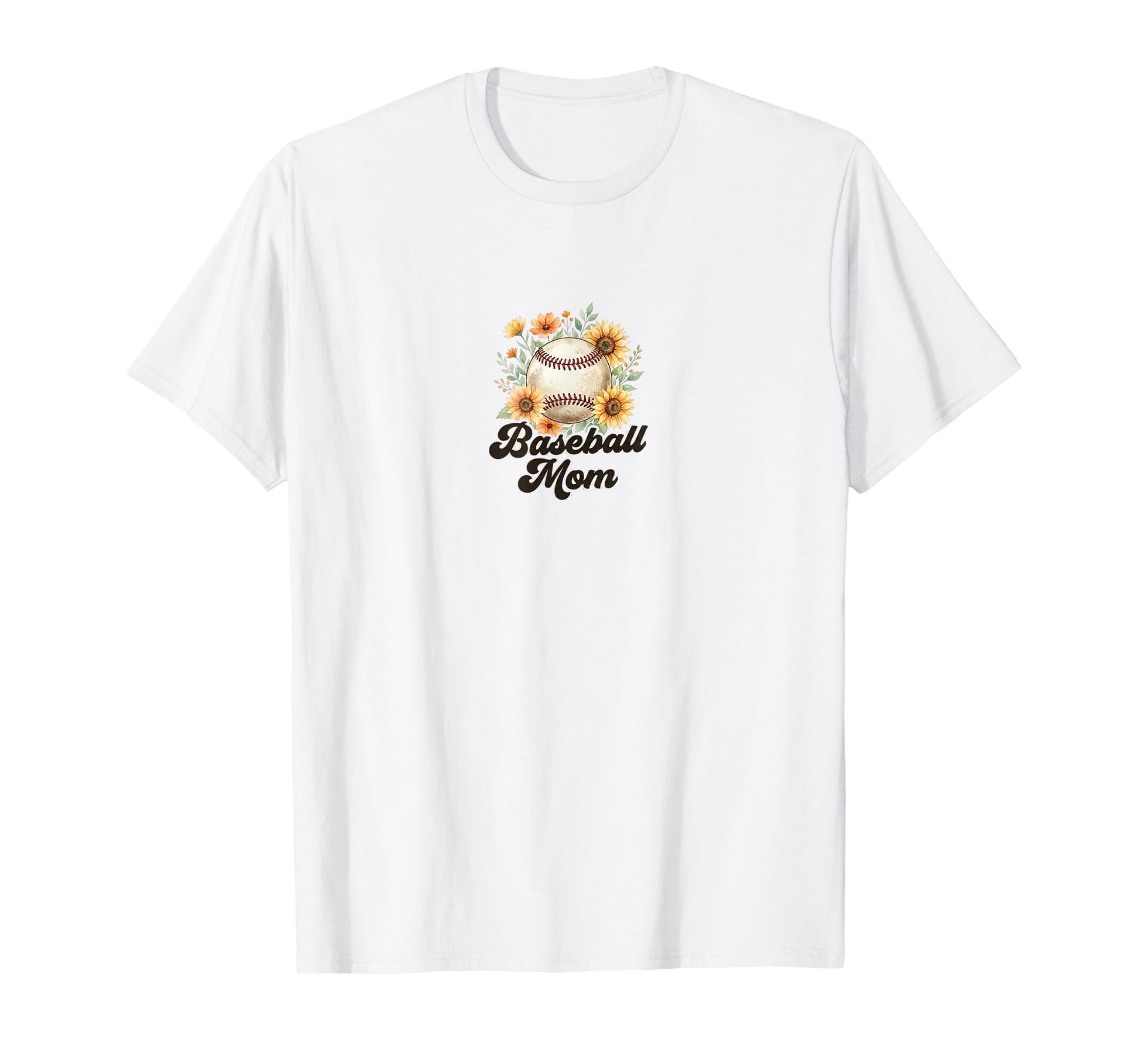 Baseball Mom Floral Sunflower Gift T-Shirt - Fun Novelty Design Unisex - T-Shirt, Sweatshirt, Hoodie