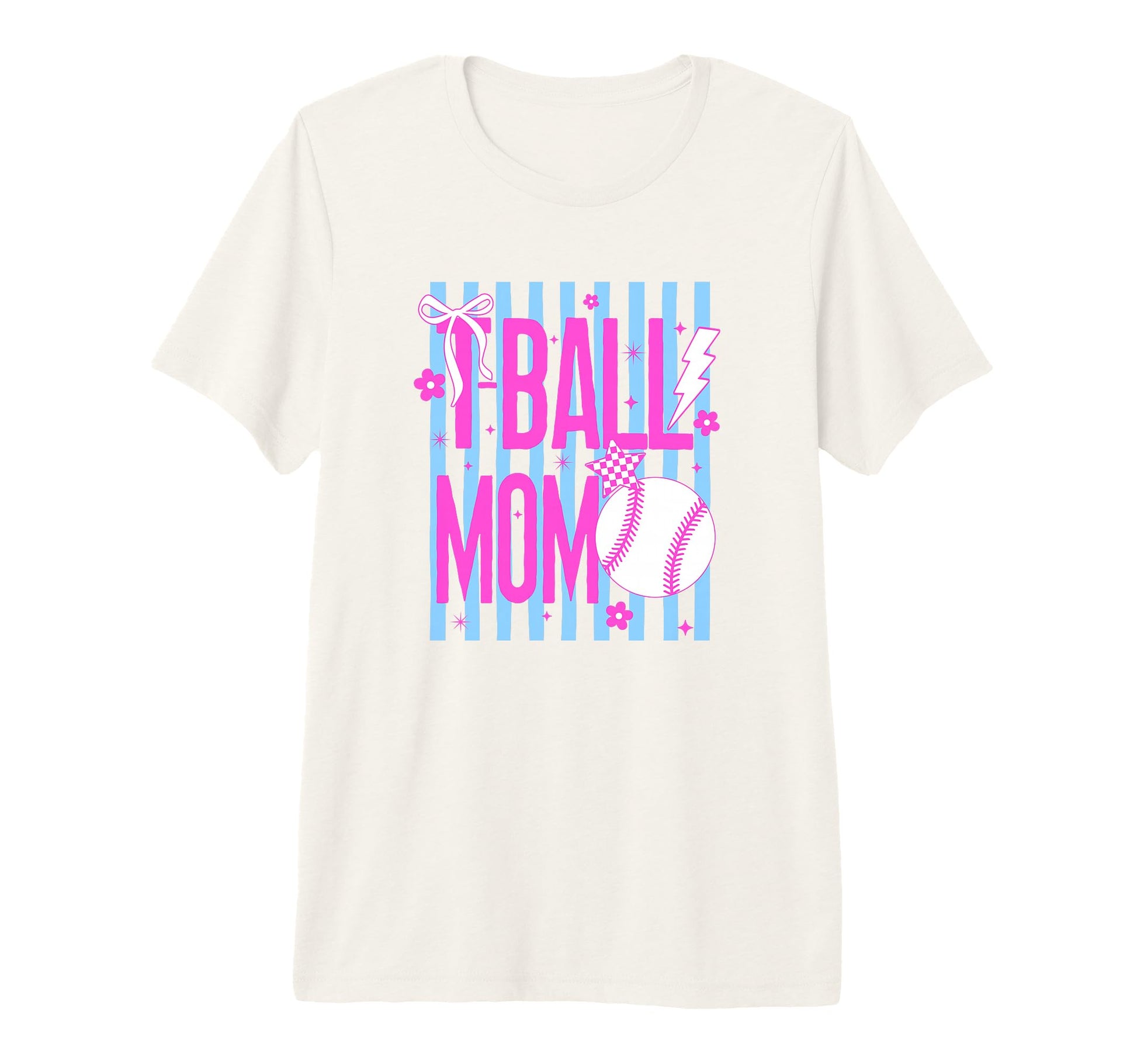 Tball Mom Baseball Striped Bow Ball Tri T-Shirt - Graphic Print Men Women - T-Shirt, Sweatshirt, Hoodie
