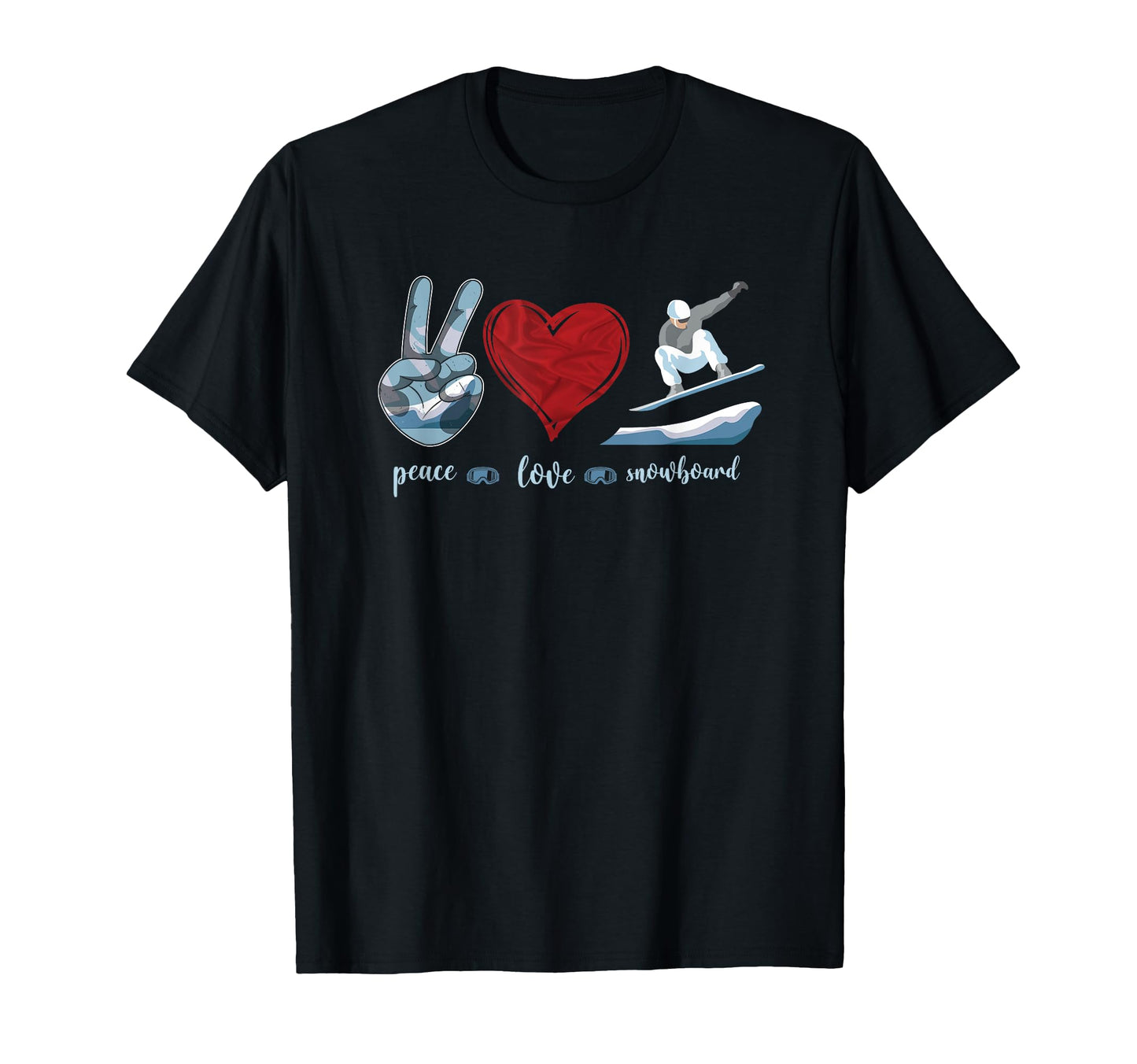 Snowboarding Snowboard Peace Love T-Shirt - Unique Graphic Men Women - T-Shirt, Sweatshirt, Hoodie