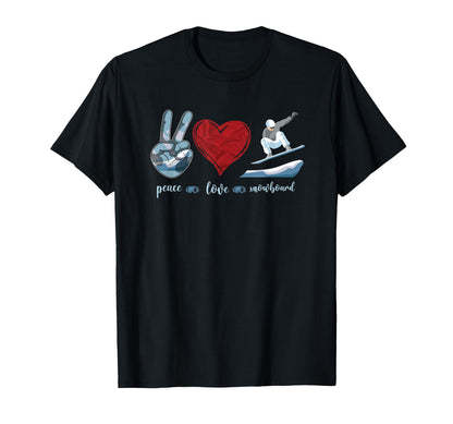 Snowboarding Snowboard Peace Love T-Shirt - Unique Graphic Men Women - T-Shirt, Sweatshirt, Hoodie
