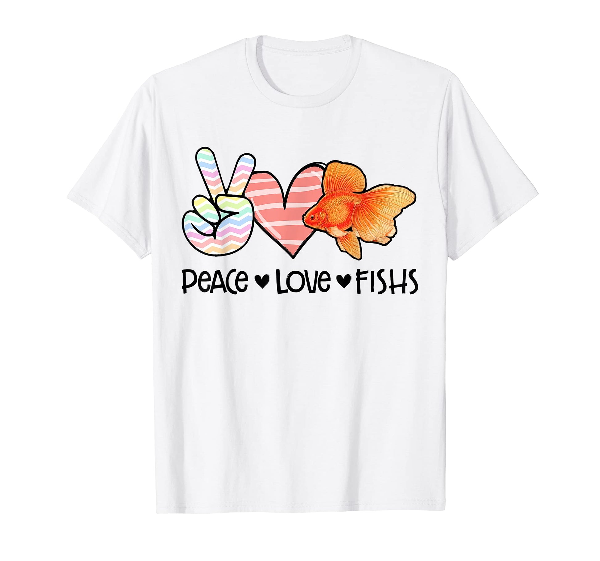 Peace Love Fishs Goldfish T-Shirt - Minimalist Print Unisex - T-Shirt, Sweatshirt, Hoodie