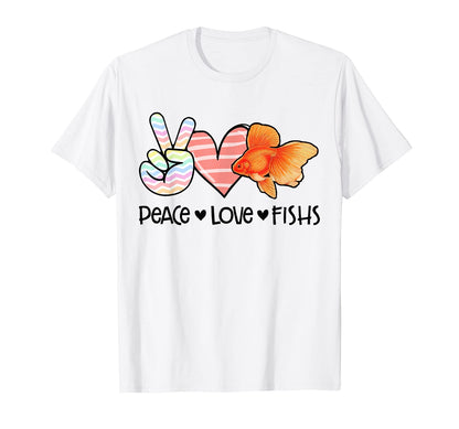 Peace Love Fishs Goldfish T-Shirt - Minimalist Print Unisex - T-Shirt, Sweatshirt, Hoodie