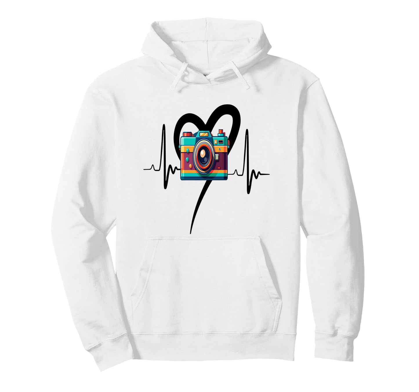 Womens Funny Camera Heartbeat Hoodie - Custom Art Print Men Women - T-Shirt, Sweatshirt, Hoodie