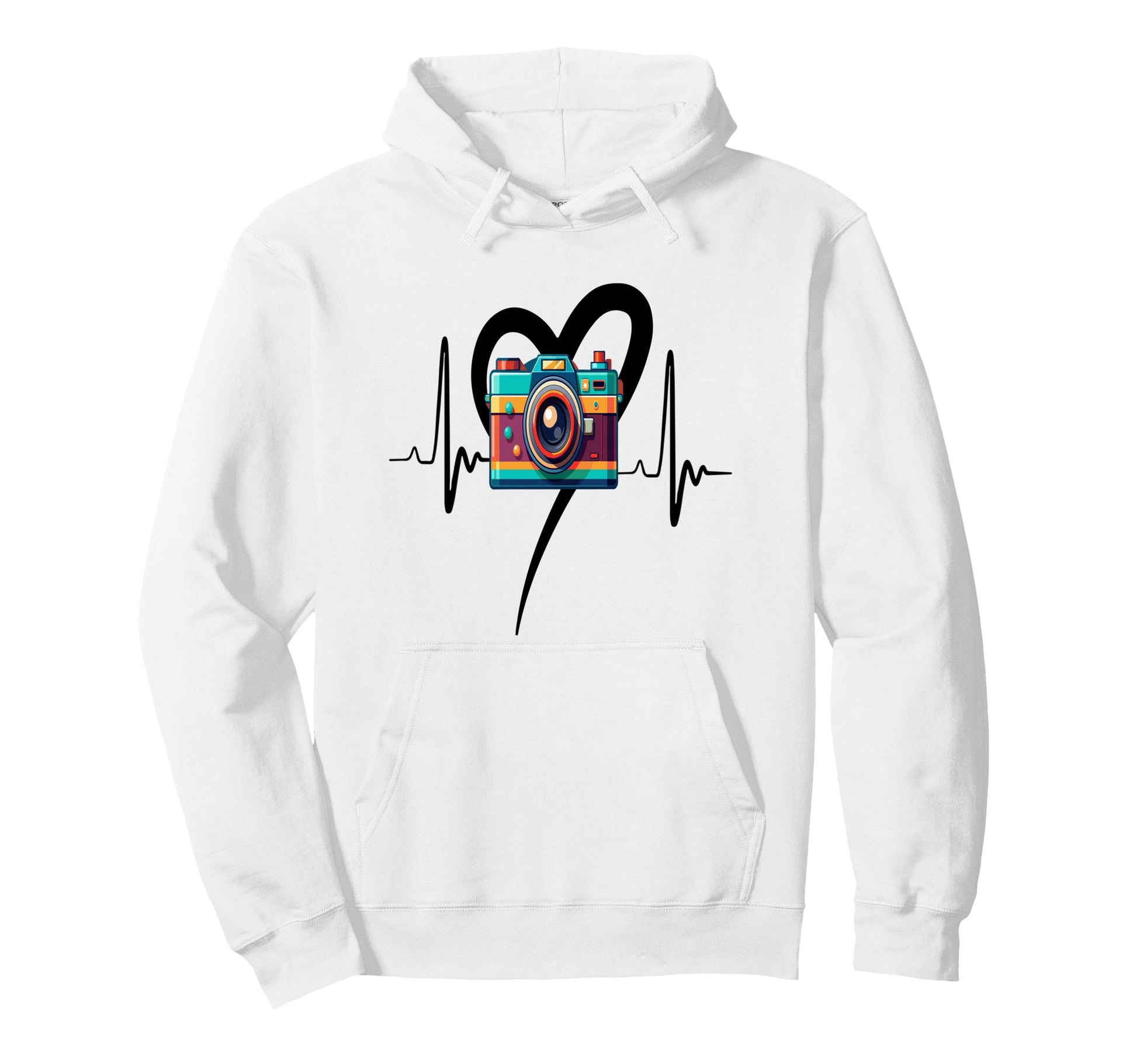 Womens Funny Camera Heartbeat Hoodie - Custom Art Print Men Women - T-Shirt, Sweatshirt, Hoodie