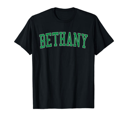 Bethany Ok Distressed Green Varsity T-Shirt - Fun Novelty Design Unisex - T-Shirt, Sweatshirt, Hoodie