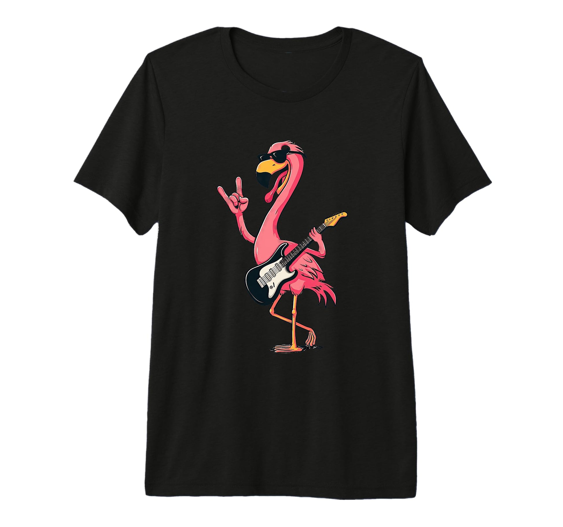 Flamingo Guitar Player Rock Music T-Shirt - Casual Everyday Wear Unisex - T-Shirt, Sweatshirt, Hoodie