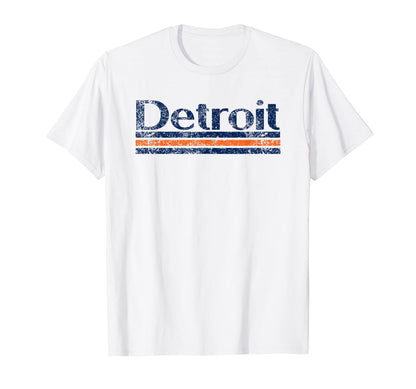 Detroit Michigan Weathered Stripe Throwback T-Shirt - Graphic Print Unisex - T-Shirt, Sweatshirt, Hoodie