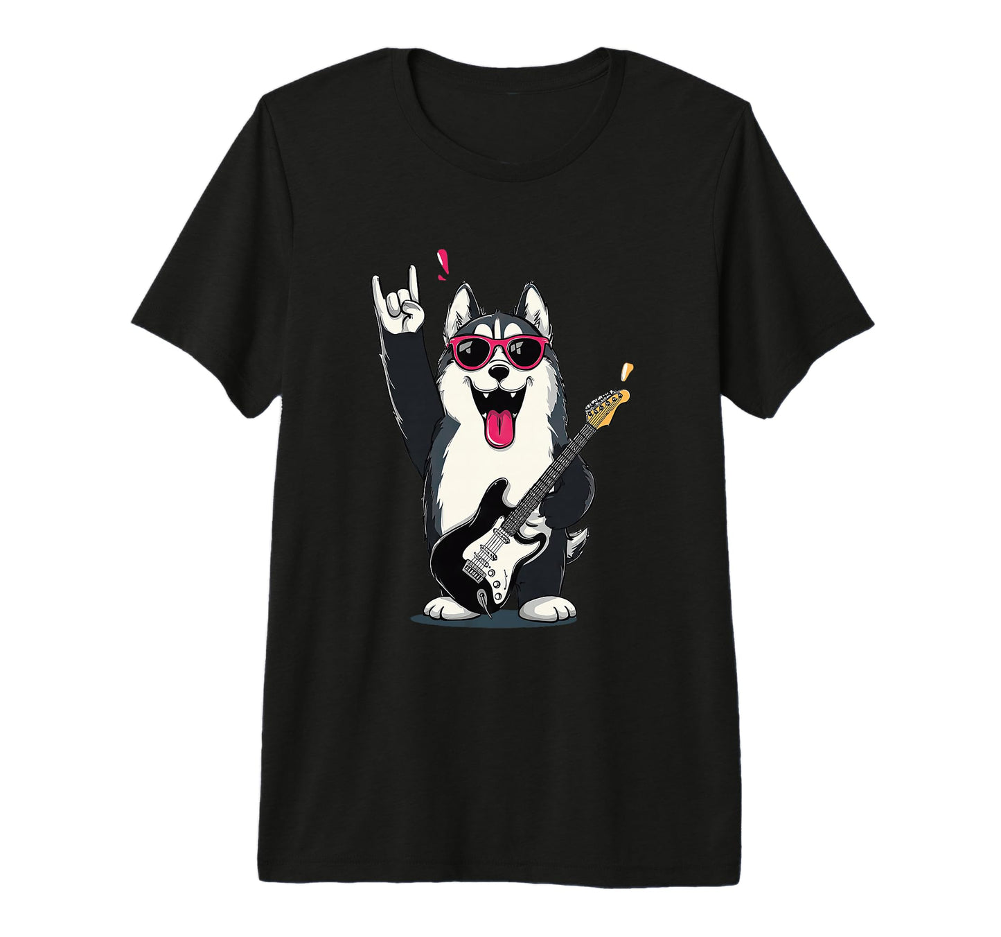 Husky Dog Rock Music Guitar Player Tri T-Shirt - Trendy Graphic Unisex - T-Shirt, Sweatshirt, Hoodie