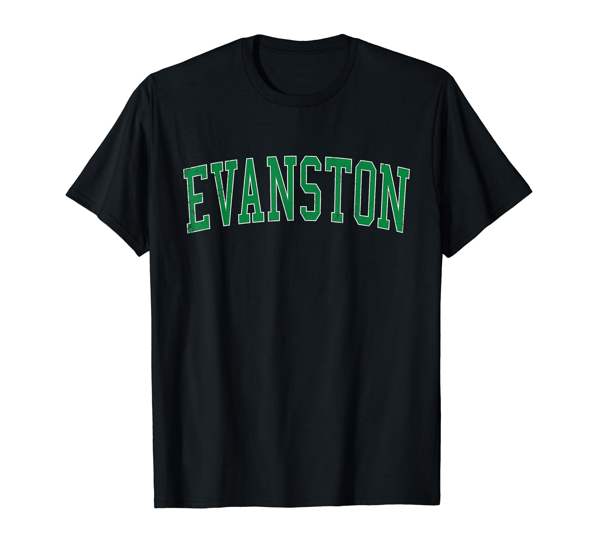 Evanston Wy Distressed Green Varsity T-Shirt - Unique Graphic Unisex - T-Shirt, Sweatshirt, Hoodie