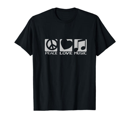 Peace Sign Love Heart Music Notes Chill T-Shirt - Minimalist Print Unisex - T-Shirt, Sweatshirt, Hoodie