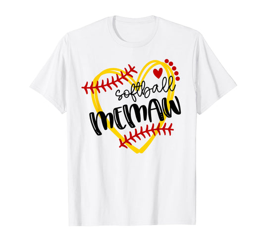 Personalized Softball Heart Memaw Softball T-Shirt - Unique Graphic Unisex - T-Shirt, Sweatshirt, Hoodie