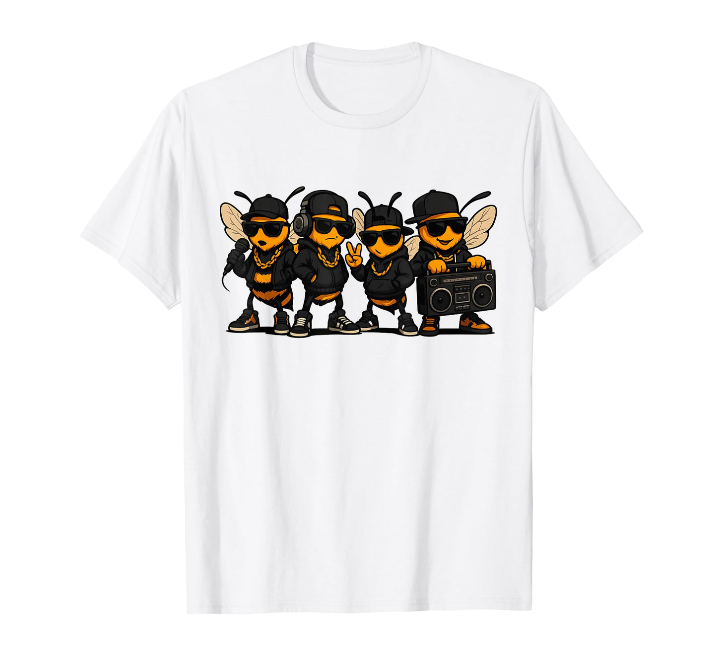 Bees Hip Hop Old School Rap Music Lover T-Shirt - Minimalist Print Unisex - T-Shirt, Sweatshirt, Hoodie