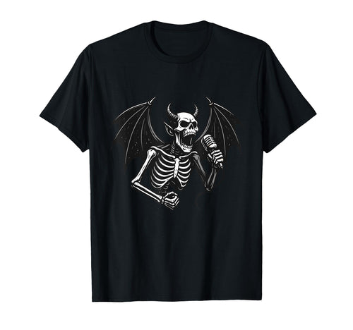 Rock Skeleton Hand Devil Singer Skull T-Shirt - Novelty Apparel Men Women - T-Shirt, Sweatshirt, Hoodie