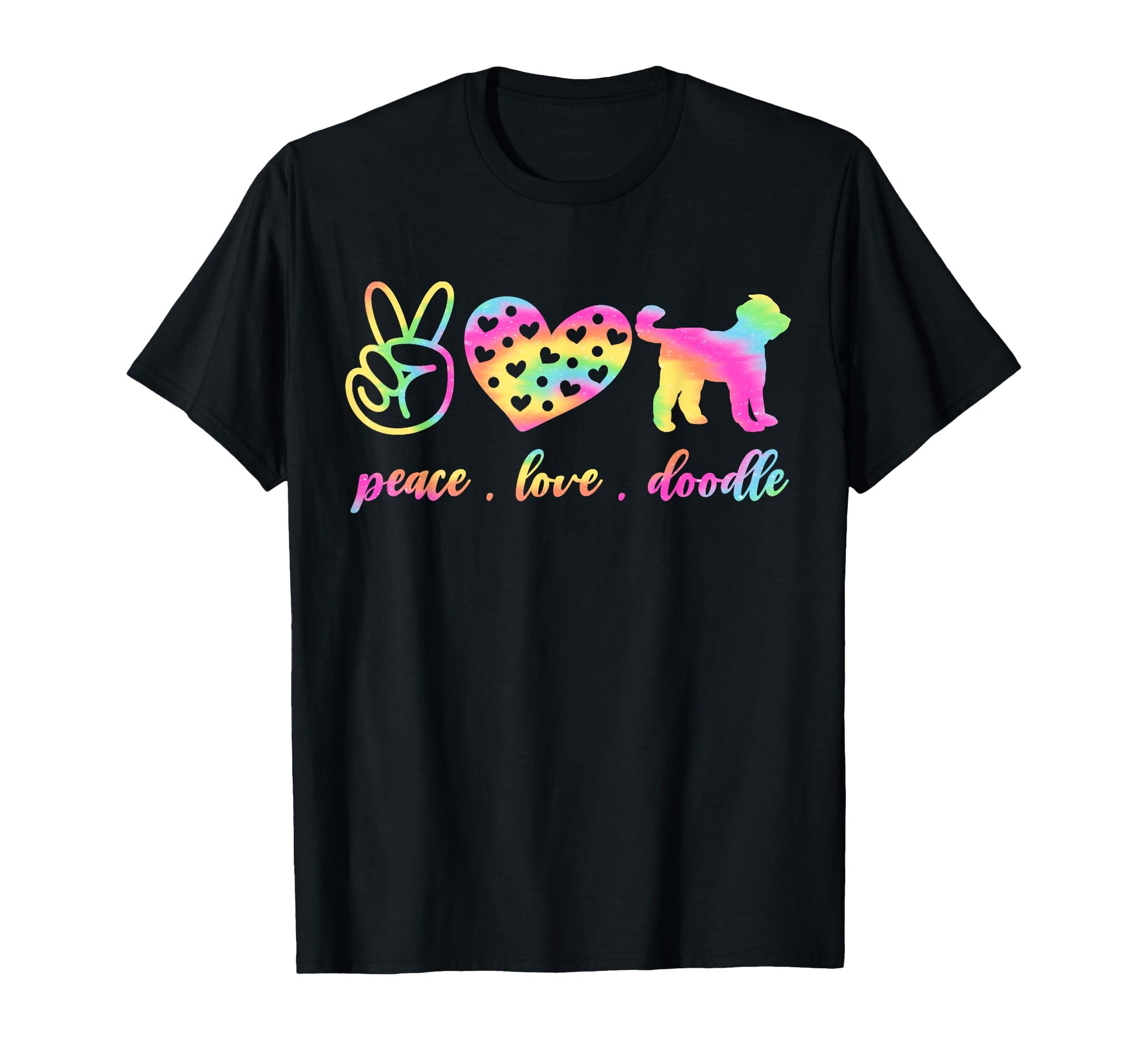 Peace Love Doodle Tie Dye Goldendoodle T-Shirt - Trendy Graphic for Adults - T-Shirt, Sweatshirt, Hoodie