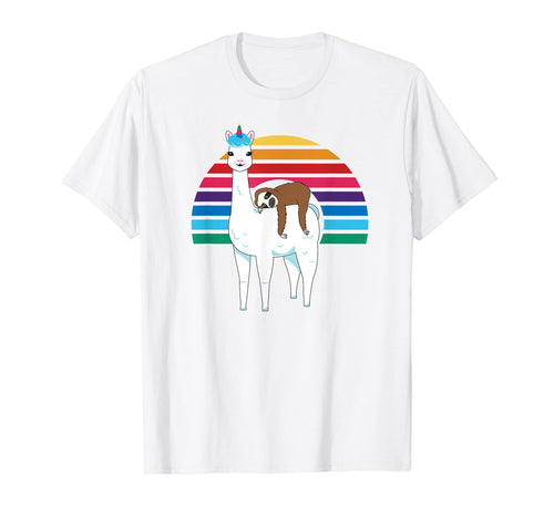 Funny Sloth Riding Unicorn Llama T-Shirt - Aesthetic Graphic Men Women - T-Shirt, Sweatshirt, Hoodie