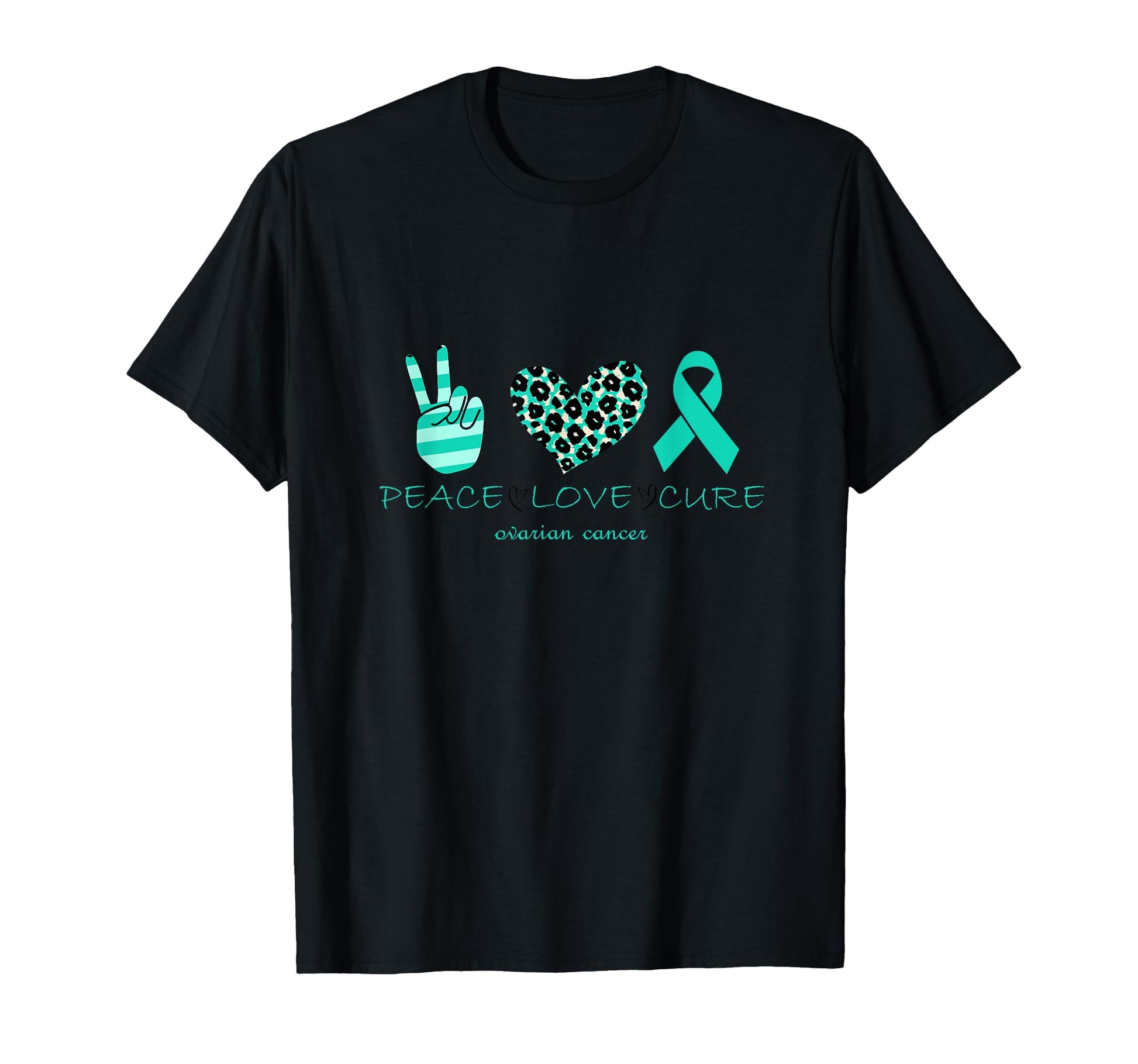 Ovarian Cancer Awareness Peace Love Cure T-Shirt - Minimalist Print Unisex - T-Shirt, Sweatshirt, Hoodie