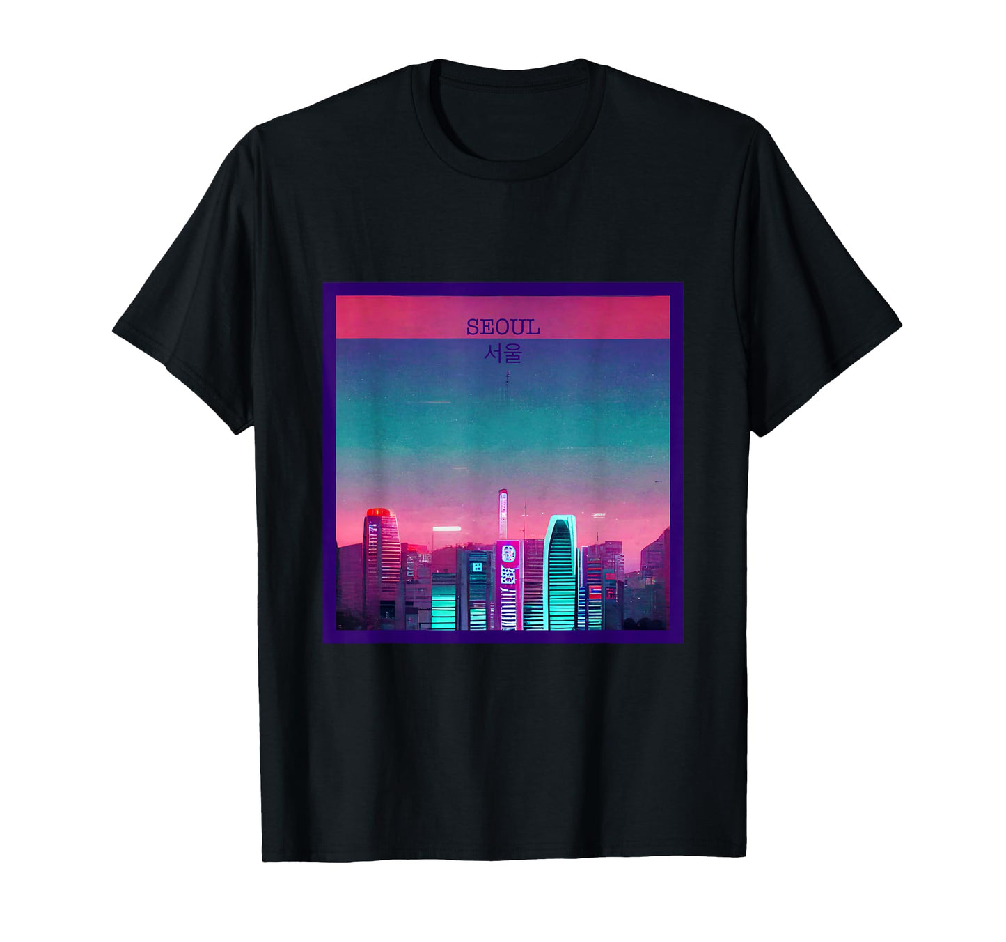 Vaporwave City Seoul Aesthetic T-Shirt - Casual Everyday Wear Men Women - T-Shirt, Sweatshirt, Hoodie