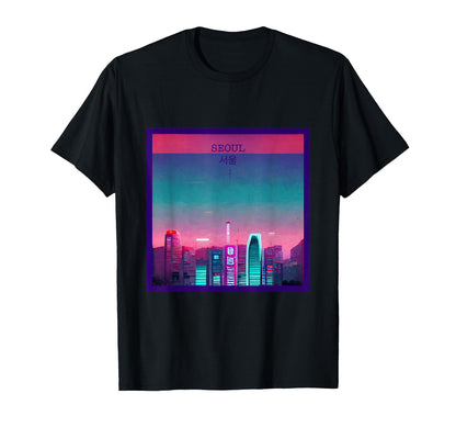 Vaporwave City Seoul Aesthetic T-Shirt - Casual Everyday Wear Men Women - T-Shirt, Sweatshirt, Hoodie
