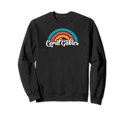 Coral Gables Fl Script Rainbow Sweatshirt - Novelty Apparel Unisex - T-Shirt, Sweatshirt, Hoodie