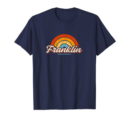 Franklin Massachusetts Ma Rainbow 70S T-Shirt - Custom Art Print Unisex - T-Shirt, Sweatshirt, Hoodie
