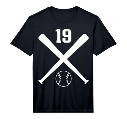 Baseball Softball Number 19 T-Shirt - Custom Art Print for Adults - T-Shirt, Sweatshirt, Hoodie