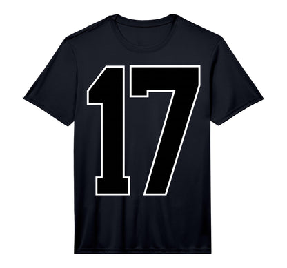 Black Sports Team Number 17 Fan T-Shirt - Custom Art Print Men Women - T-Shirt, Sweatshirt, Hoodie