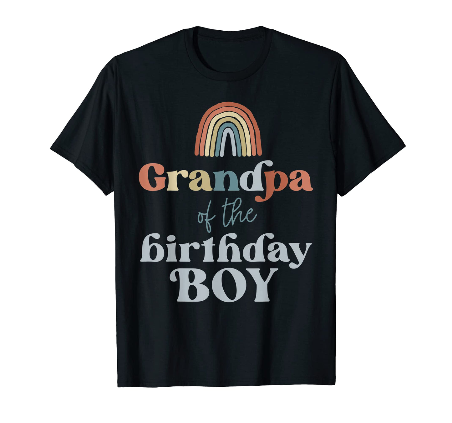 Mens Grandpa Birthday Boho Rainbow Party T-Shirt - Minimalist Print Unisex - T-Shirt, Sweatshirt, Hoodie