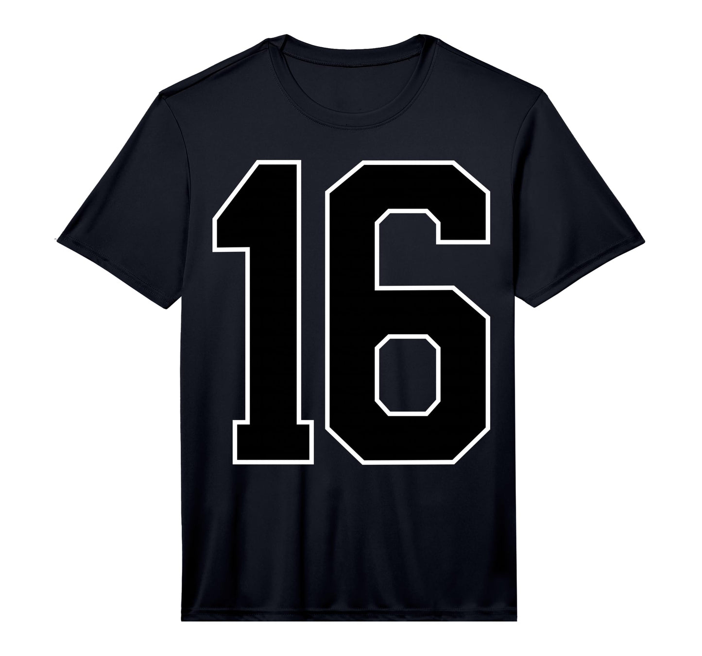 Black Sports Team Number 16 Fan T-Shirt - Minimalist Print Men Women - T-Shirt, Sweatshirt, Hoodie