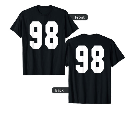 98 Team Sports Jersey Front Back Number T-Shirt - Trendy Graphic Men Women - T-Shirt, Sweatshirt, Hoodie
