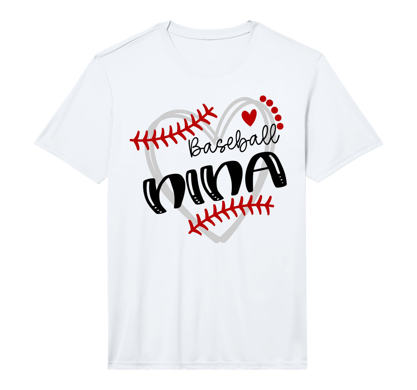 Personalized Baseball Heart Nina T-Shirt - Casual Everyday Wear Men Women - T-Shirt, Sweatshirt, Hoodie