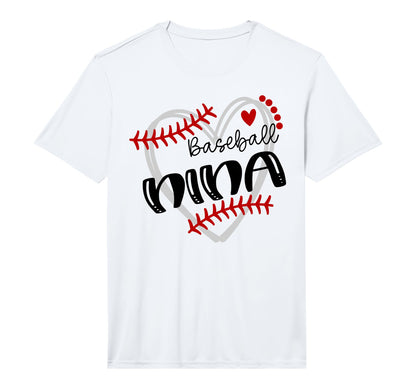 Personalized Baseball Heart Nina T-Shirt - Casual Everyday Wear Men Women - T-Shirt, Sweatshirt, Hoodie