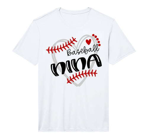 Personalized Baseball Heart Nina T-Shirt - Casual Everyday Wear Men Women - T-Shirt, Sweatshirt, Hoodie