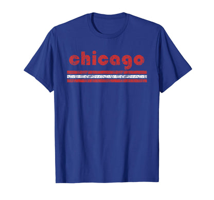 Chicago Three Stripe Weathered Blue T-Shirt - Streetwear Style Unisex - T-Shirt, Sweatshirt, Hoodie