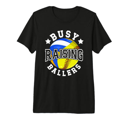 Mens Busy Raising Ballers Volleyball T-Shirt - Aesthetic Graphic Unisex - T-Shirt, Sweatshirt, Hoodie