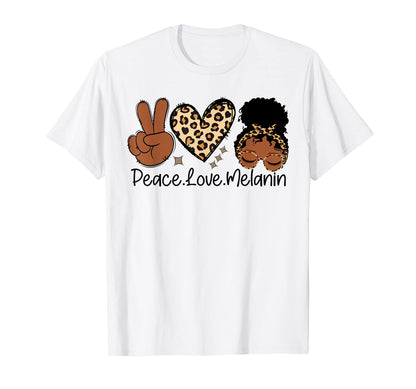 Peace Love Melanin Afro Black Brown T-Shirt - Custom Art Print Unisex - T-Shirt, Sweatshirt, Hoodie