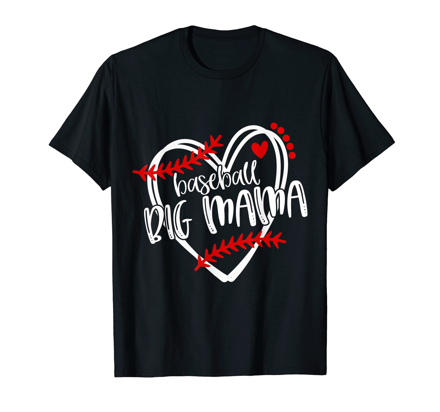 Baseball Big Mama Distressed Heart T-Shirt - Unique Graphic for Adults - T-Shirt, Sweatshirt, Hoodie