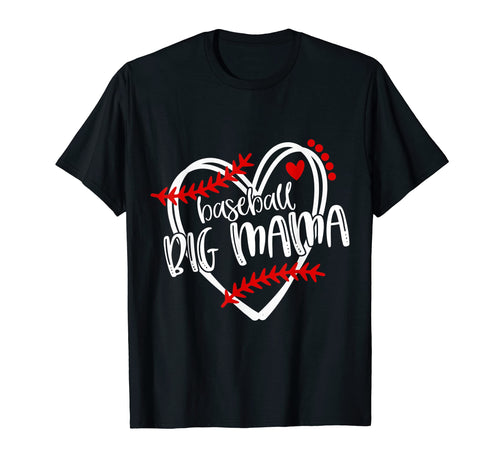 Baseball Big Mama Distressed Heart T-Shirt - Unique Graphic for Adults - T-Shirt, Sweatshirt, Hoodie