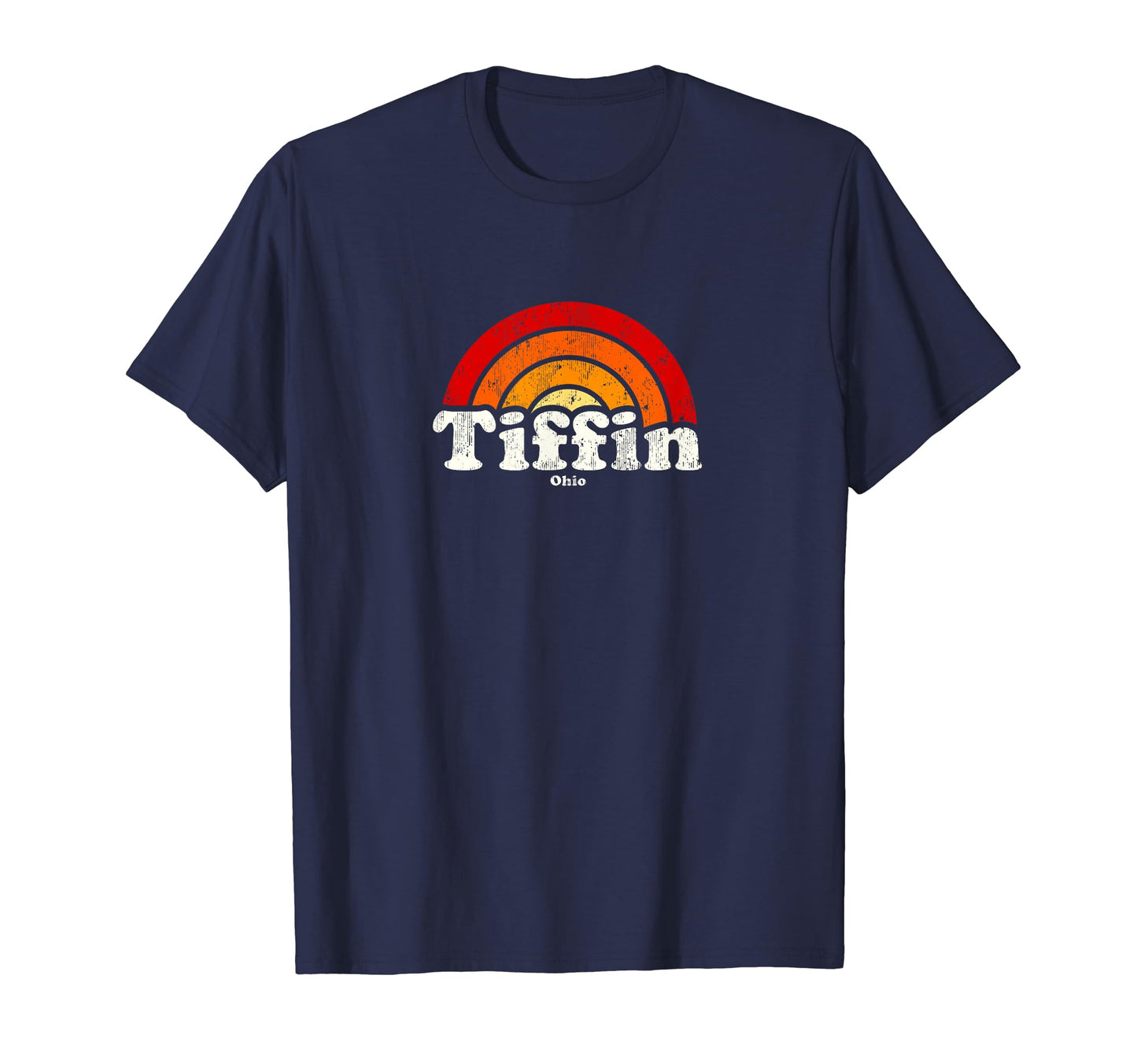 Tiffin Ohio Oh 70S Rainbow T-Shirt - Graphic Print Unisex - T-Shirt, Sweatshirt, Hoodie