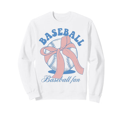Baseball Fan Coquette Bow Sweatshirt - Novelty Apparel Unisex - T-Shirt, Sweatshirt, Hoodie