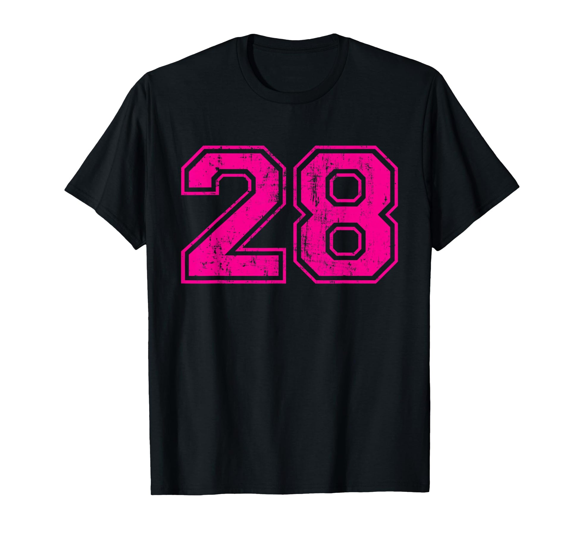 Number 28 Varsity Distressed Sport Team T-Shirt - Trendy Graphic Unisex - T-Shirt, Sweatshirt, Hoodie