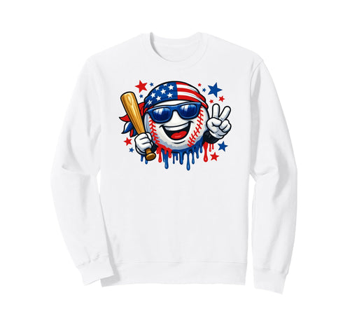 Baseball Drip American Usa Flag 4Th Sweatshirt - Trendy Graphic for Adults - T-Shirt, Sweatshirt, Hoodie