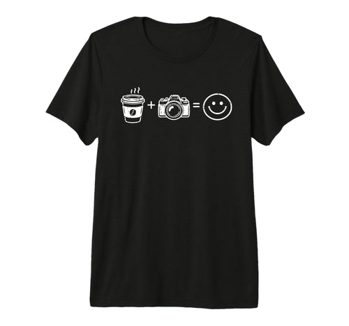 Funny Photographer Coffee Camera Happy T-Shirt - Trendy Graphic Unisex - T-Shirt, Sweatshirt, Hoodie