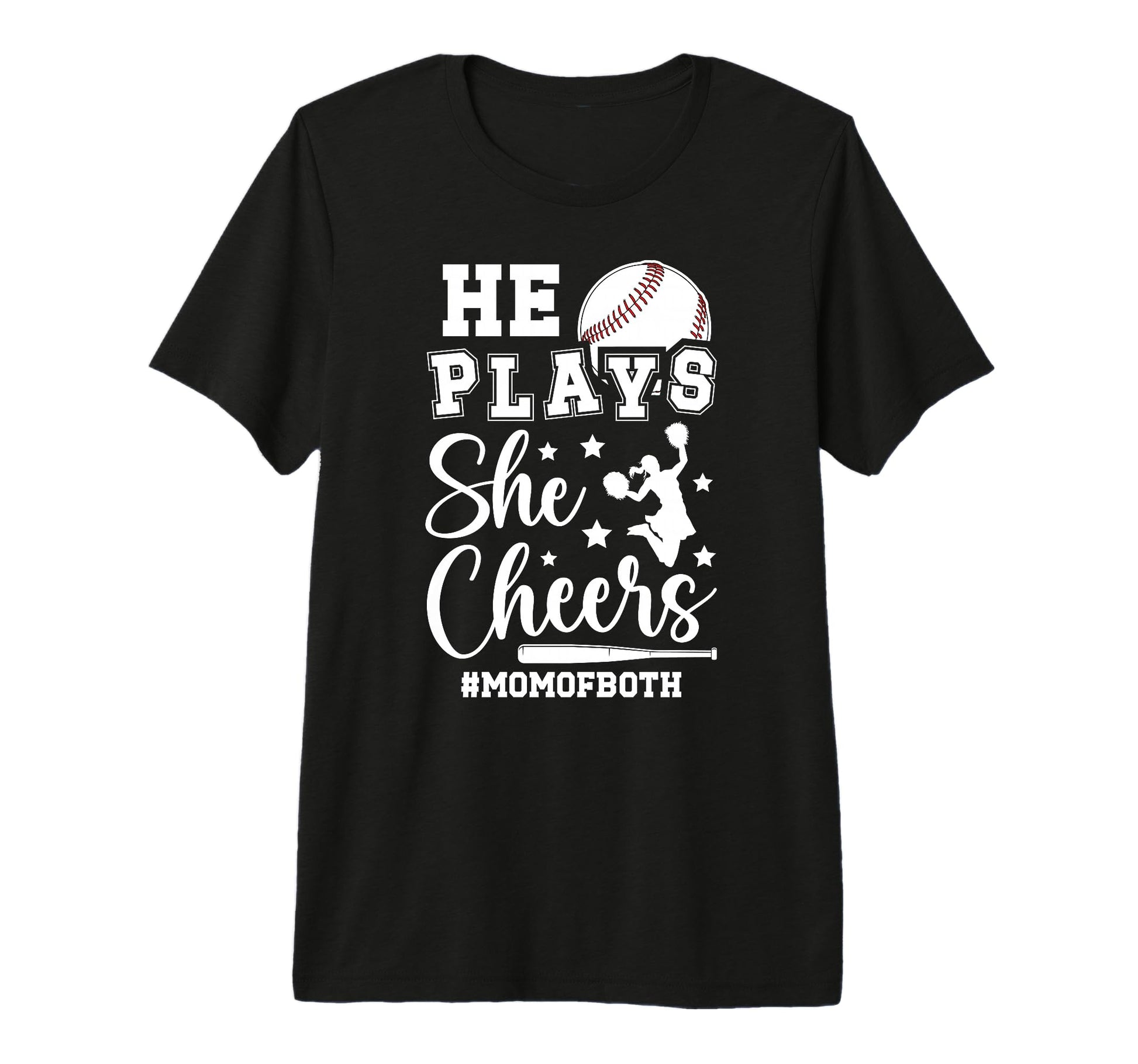 He Plays She Cheers Mom Both Cheer T-Shirt - Casual Everyday Wear Unisex - T-Shirt, Sweatshirt, Hoodie