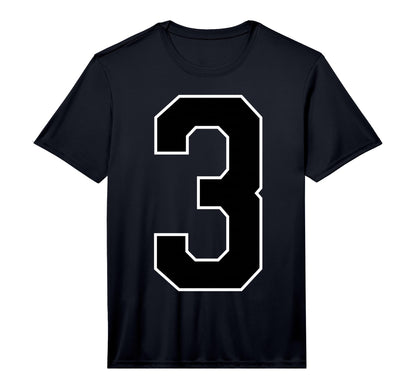 Black Sport Team Number 3 Performance T-Shirt - Aesthetic Graphic Men Women - T-Shirt, Sweatshirt, Hoodie
