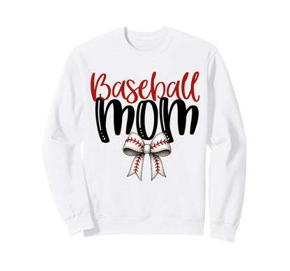 Baseball Mom Coquette Bow Game Day Sweatshirt - Graphic Print Men Women - T-Shirt, Sweatshirt, Hoodie