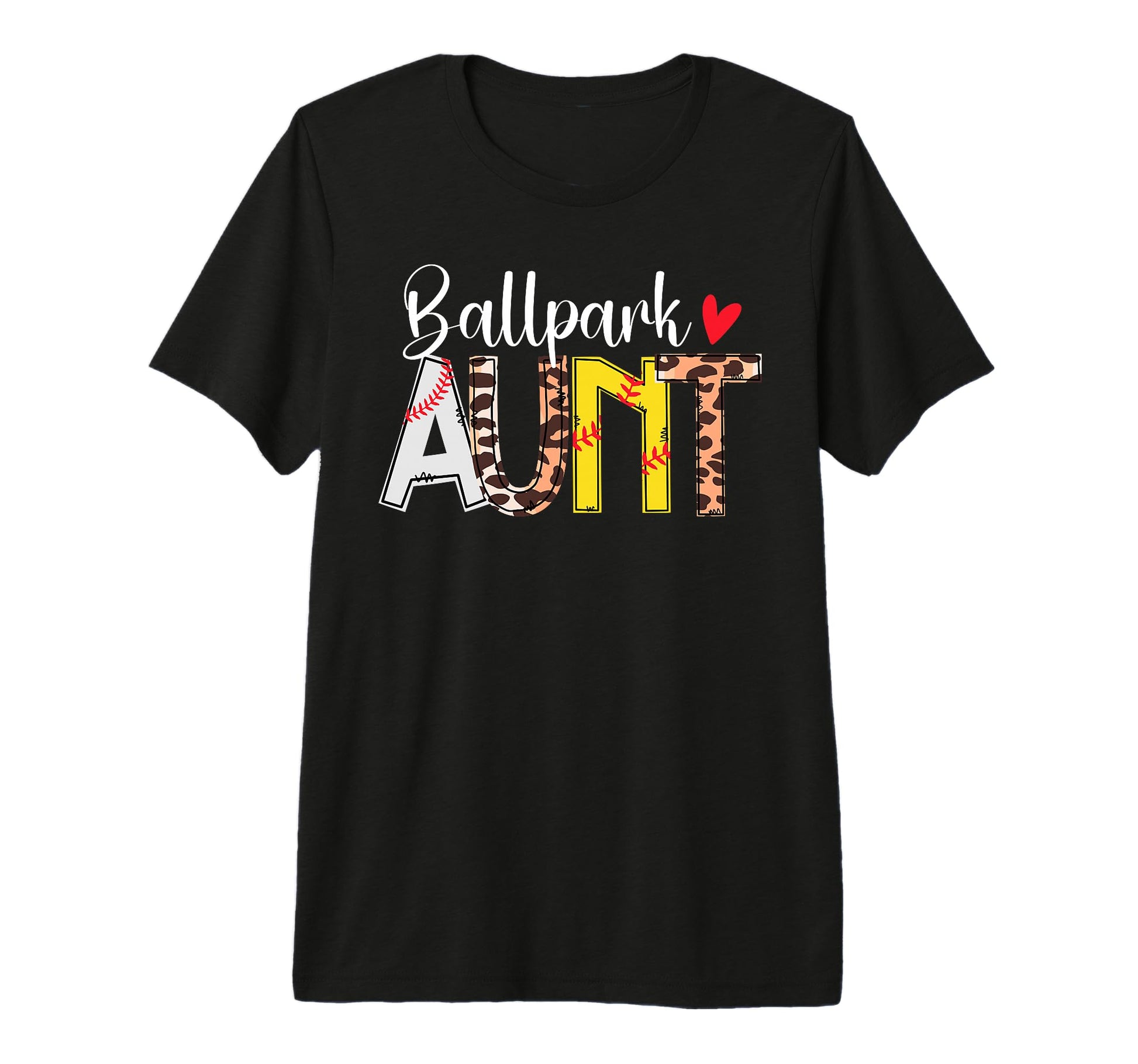 Ballpark Aunt Leopard Baseball T-Shirt - Custom Art Print for Adults - T-Shirt, Sweatshirt, Hoodie