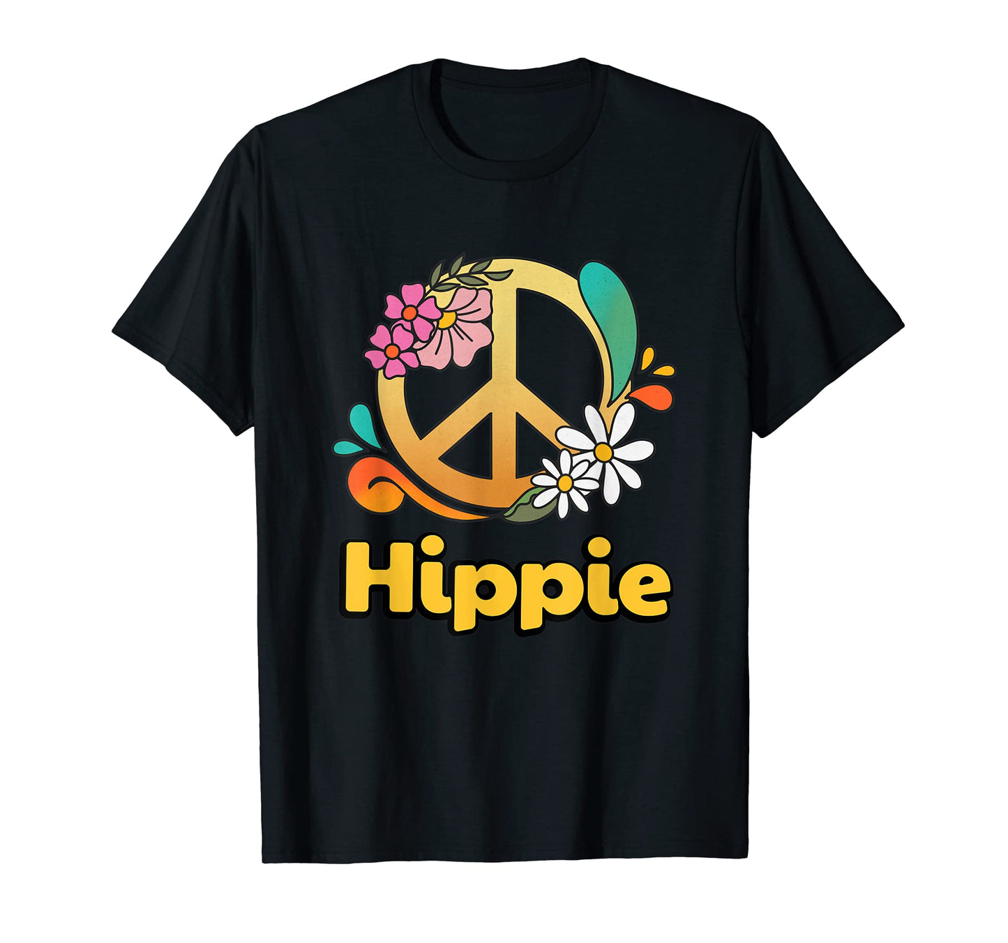 Hippie Costume Peace Flowers Love T-Shirt - Graphic Print Men Women - T-Shirt, Sweatshirt, Hoodie